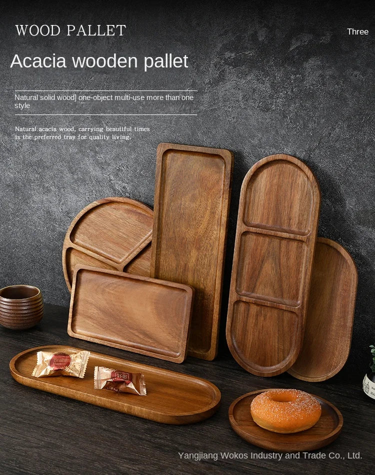 Japanese solid wood fruit plate factory wholesale wooden tray multi-size high-value fruit tray snack plate