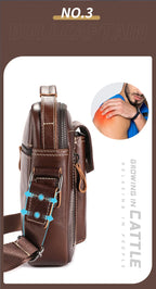 Casual Fashion Men's Messenger Bag's Business Portable Handbag Man Leather Shoulder Bag Mobile 6.5'' Phone Bags