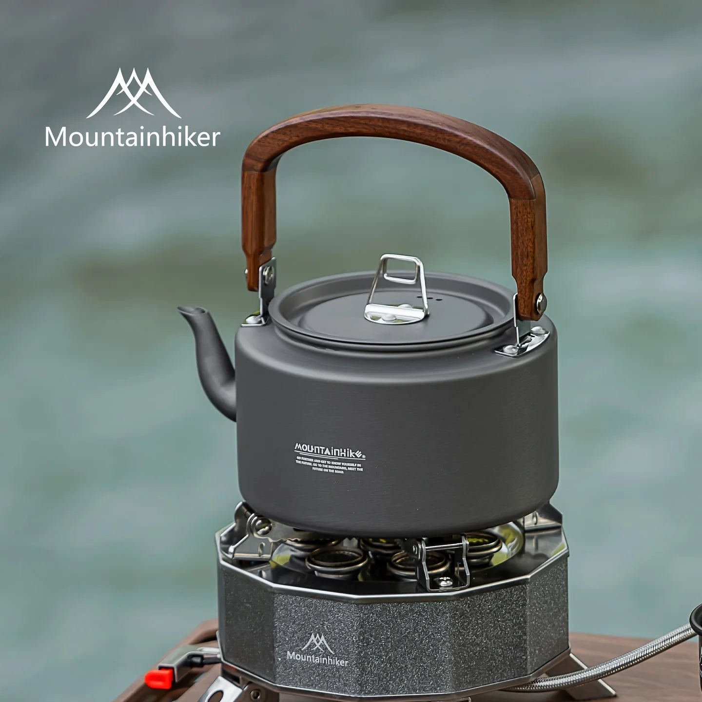 Camping Tea Kettle - Aluminum Alloy Construction, Wooden Handle, Portable Outdoor Kettle for Camping, Hiking, Durable Cookware