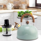 3L Whistling Tea Kettle Thick Stainless Steel Teakettle Teapot with Wooden Handle Compatible with Gas Stoves Induction