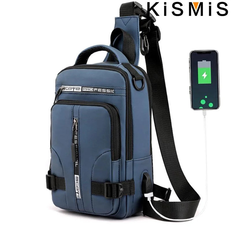 Men's Multifunction  Messenger Bag Shoulder Cloth Chest Bags Crossbody Casual Man USB Charging Handbag