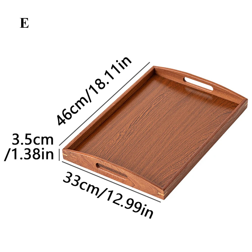 Wooden Serving Tray with Handles Bamboo Tea Tray Food Tray for Breakfast Coffee Dessert Snack Platter Home Coffee Table