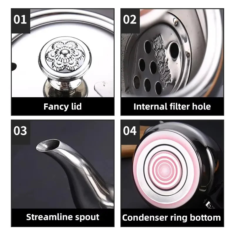 2/1.5/1.2L Stainless Steel Teapot Kettle Tea Water Stove Coffee Pot Home Office Restaurant Kettle Whistling Kettle Teakettle