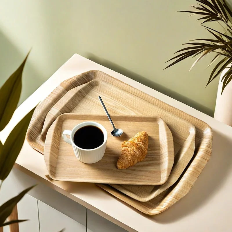 Wooden Tray Cake Bread Tray Put Water Cup Flat Tray Household Kitchen Storage Tray