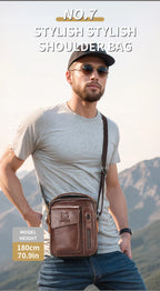 Casual Fashion Men's Messenger Bag's Business Portable Handbag Man Leather Shoulder Bag Mobile 6.5'' Phone Bags