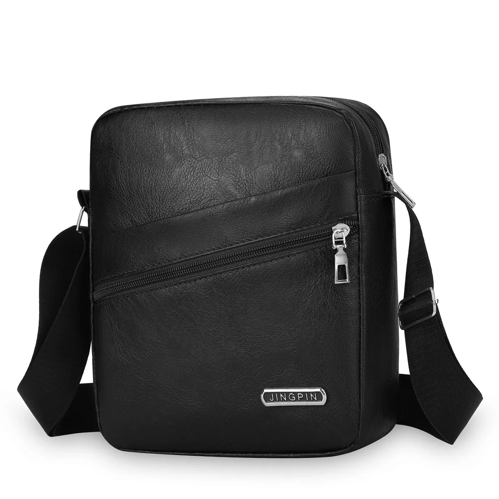 Men‘s PU Shoulder Bag Messenger Bag Casual Waterproof Nylon Zipper Pocket Handbag Fashion Tote Travel Male Crossbody Bags