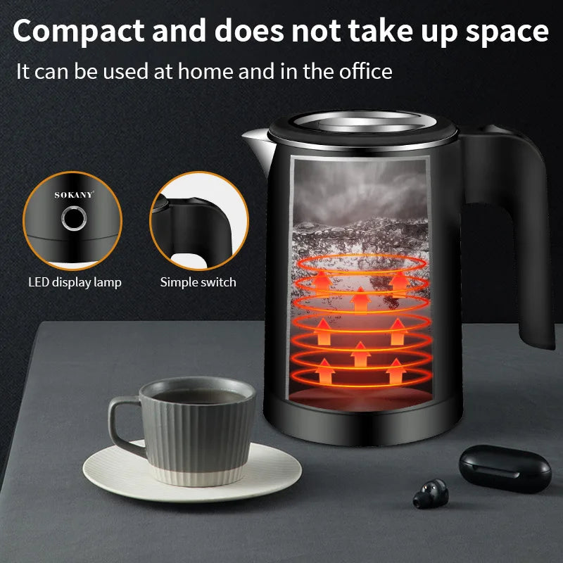 Portable Electric Kettle 500ML Stainless Steel Water Boiler for Tea Coffee Travel Family Use Smart kettle  Kitchen Appliance