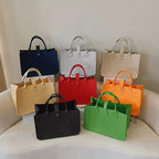 Tote Bag Women Shopping Bag Felt Foldable Grocery Basket  Storage Organizer Utility Tote Handbag for Picnic Beach Pool Travel