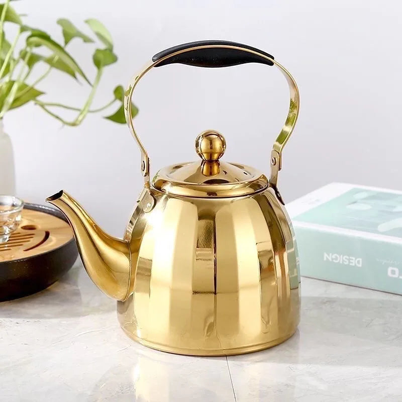 1/1.5/2L Stainless Steel Kettle Tea Pot with Filter Large Capacity Flower Teapot Suitable for Gas Stove Electric Ceramic Furnace