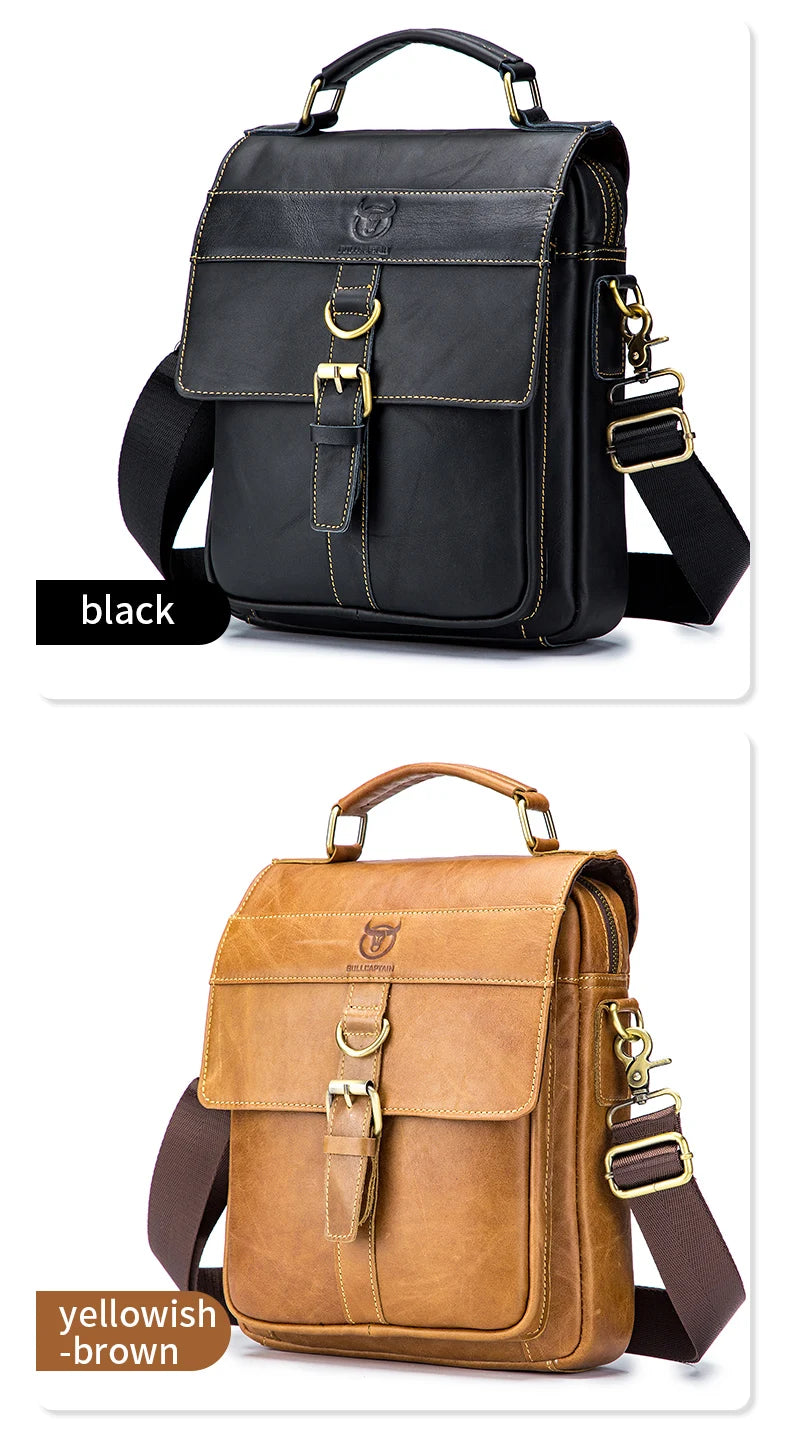 Men's Leather Shoulder Bag, Retro Business Crossbody Bag, Large Capacity Fashion Casual Youth Student Handbag