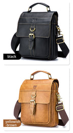 Men's Leather Shoulder Bag, Retro Business Crossbody Bag, Large Capacity Fashion Casual Youth Student Handbag