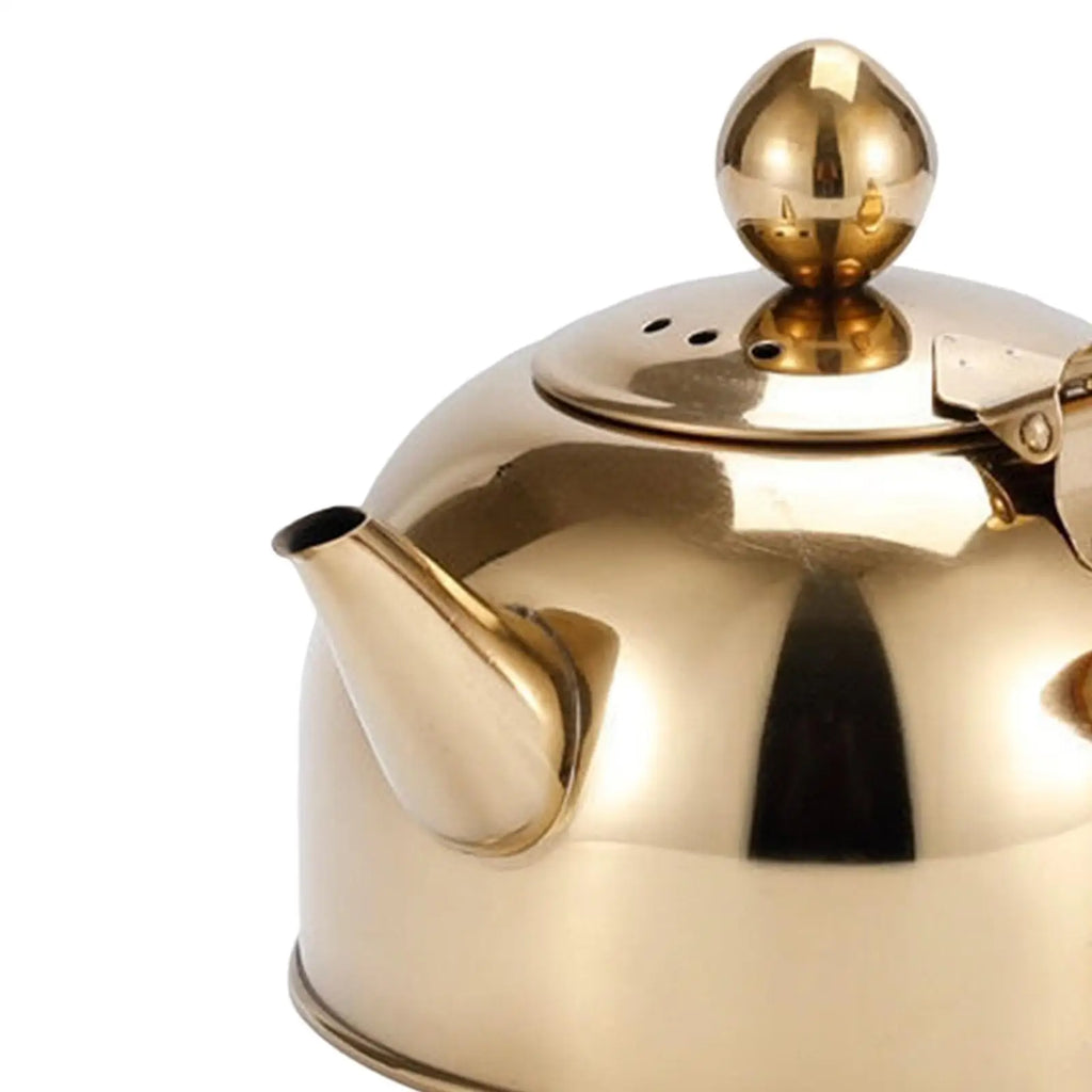 Portable Tea Kettle with Wood Handle Teapots Pot Jug Large Capacity Flat Bottom for Picnic Household Restaurant Kitchen Stovetop