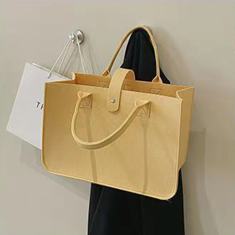 Tote Bag Women Shopping Bag Felt Foldable Grocery Basket  Storage Organizer Utility Tote Handbag for Picnic Beach Pool Travel