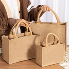 New Burlap Tote Bags Mini Burlap Beach Bags Portable Jute Tote Bag Multipurpose Burlap Hand Bags For Shopping Trips Beach School