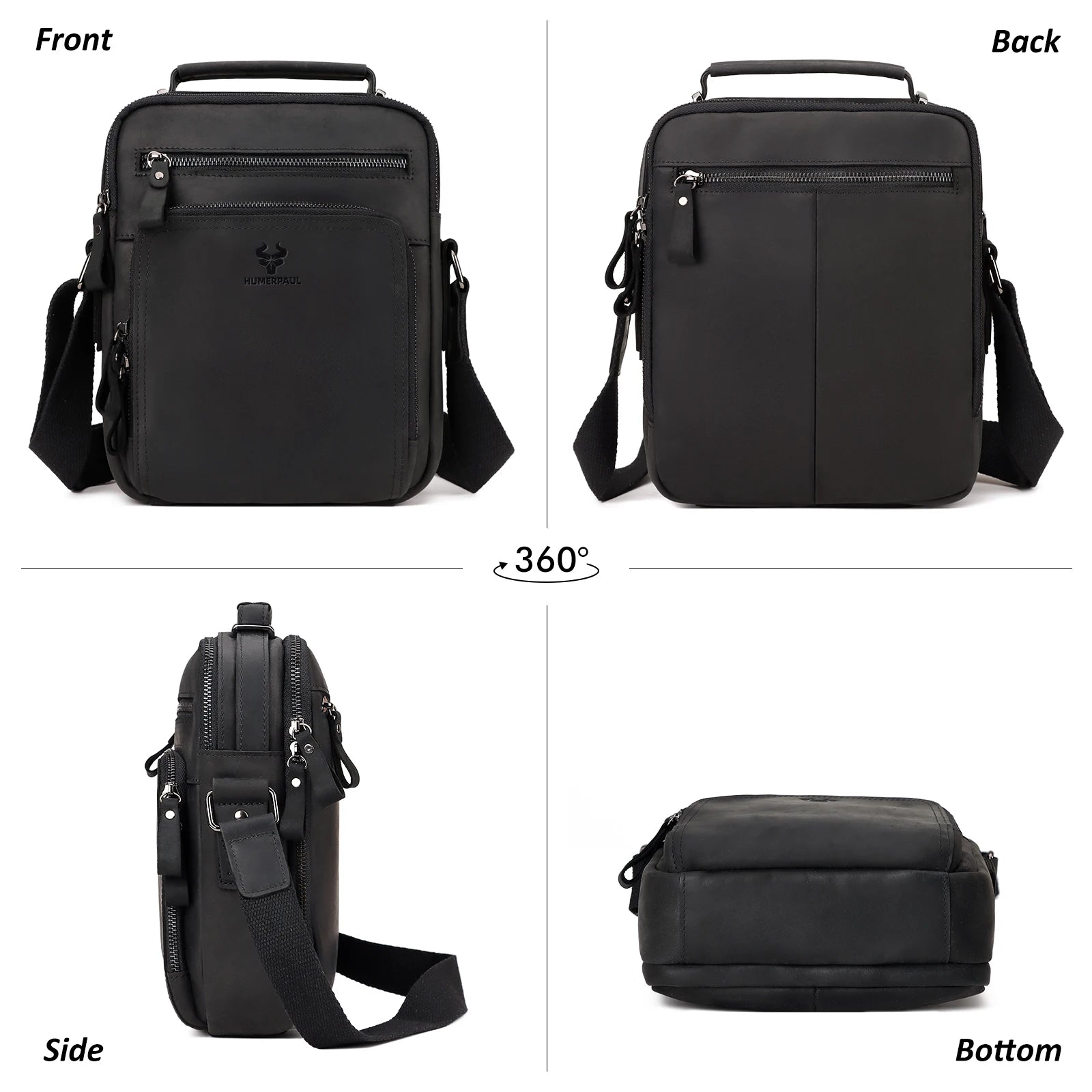 Men's Cowhide Shoulder Bag Casual Crossbody Bags Full Grain Leather Multifunctional Ipad Messenger Handbag Quality