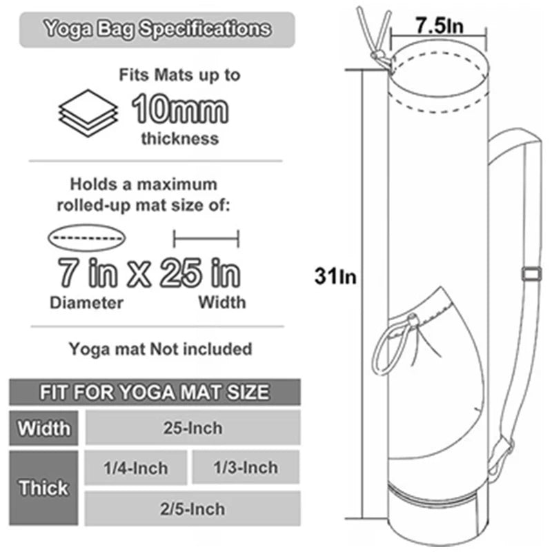 Yoga backpack, large capacity yoga mat bag, waterproof, adjustable shoulder straps, breathable sports bag, portable multifunction