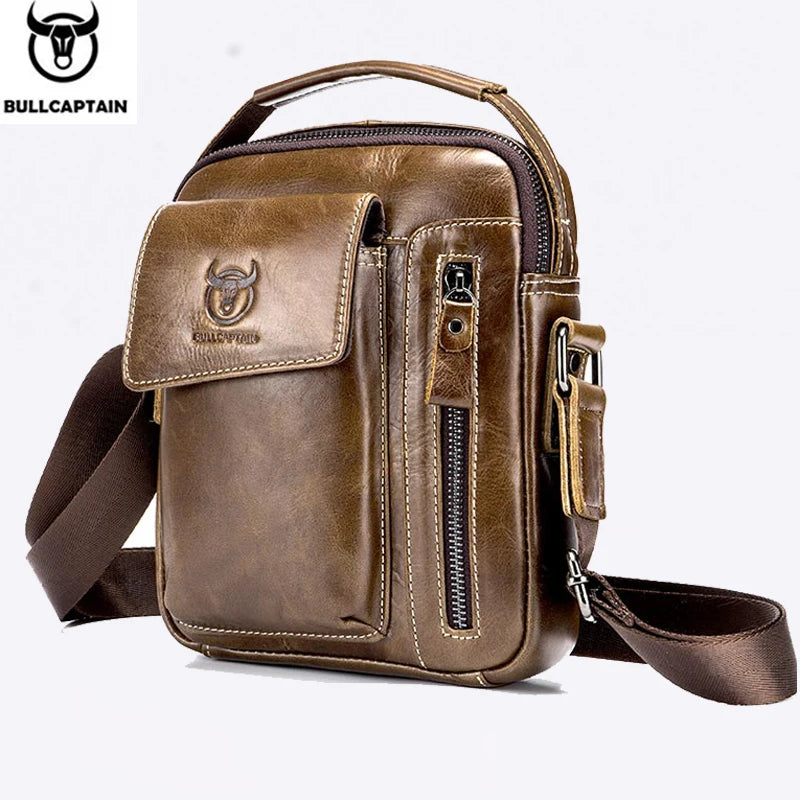 Casual Fashion Men's Messenger Bag's Business Portable Handbag Man Leather Shoulder Bag Mobile 6.5'' Phone Bags