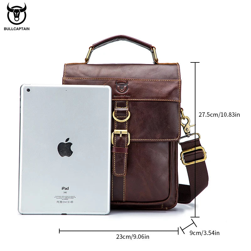 Men's Leather Shoulder Bag, Retro Business Crossbody Bag, Large Capacity Fashion Casual Youth Student Handbag
