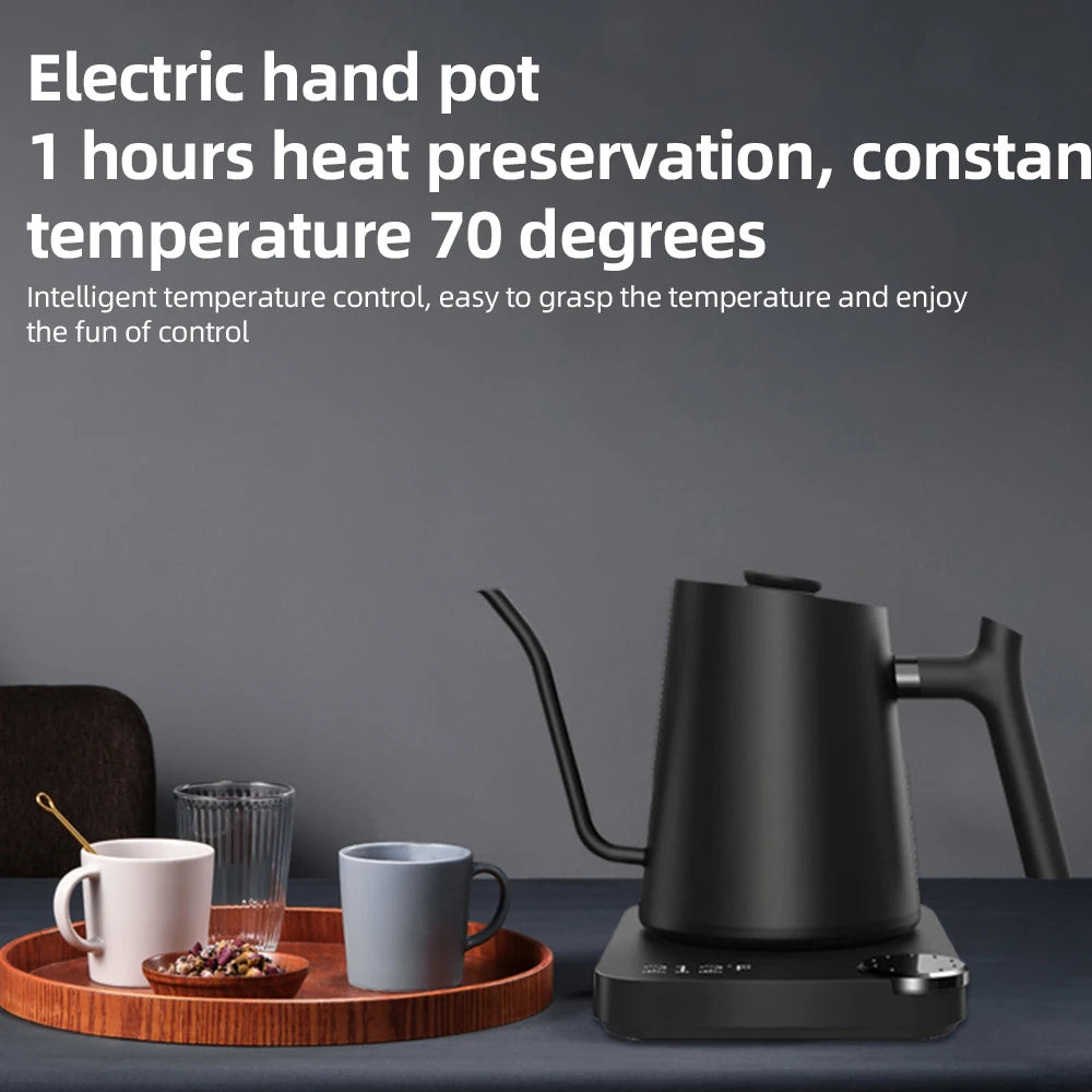 Gooseneck Electric Kettle 0.9L Temperature Control Stainless Steel Inner Heating 1200W Electric Kettles Anti-dry Protection