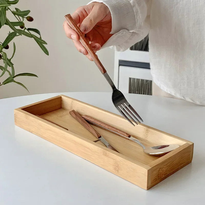 Rectangular WOOD Tea Tray Wooden Serving Tray Plate Fruit Bread Food Storage Tray Tableware Stand Home Kitchen Supplies