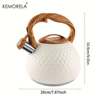 3L Stainless Steel Heat-Resistant Hammer Pattern Whistle Sound Kettle Wooden handle Boiling Kitchenware Gas Induction