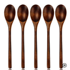 5 Pieces Wooden Spoon Soup Spoon and Fork Tableware Natural Ellipse Ladle Spoon Set Eco Friendly Products Spoons for Cooking
