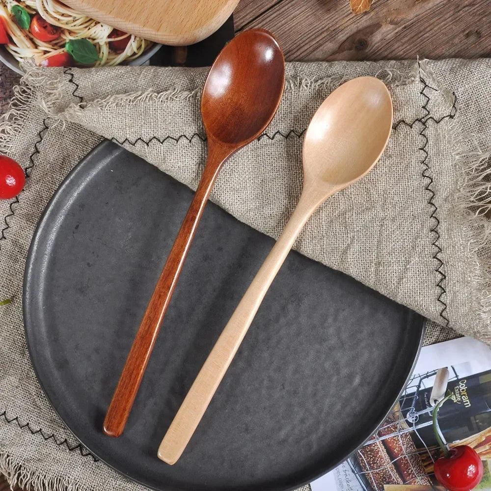 1/2pcs Wooden Spoon Kitchen Cooking Utensil Tools Soup Tea Spoon Tableware Catering Cooking Tool Coffee Soup Honey Spoon