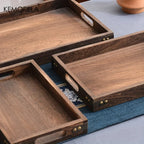 Wooden Rectangular Tea Tray Wooden Tray Wooden Hotel Dinner Tray Suitable for Dinner Dessert Bathroom Supplies Kitchen Storage