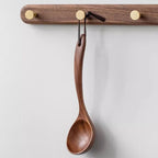Teak Wooden Ladle Spoon Kitchen Serving Spoon With Back Hooks Non-stick Wooden Soup Ladle   For Cooking Serving And Stirring