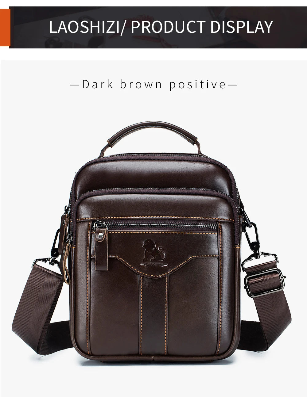Men's crossbody bag, fashionable leather bag, trendy retro men's top layer cowhide shoulder bag