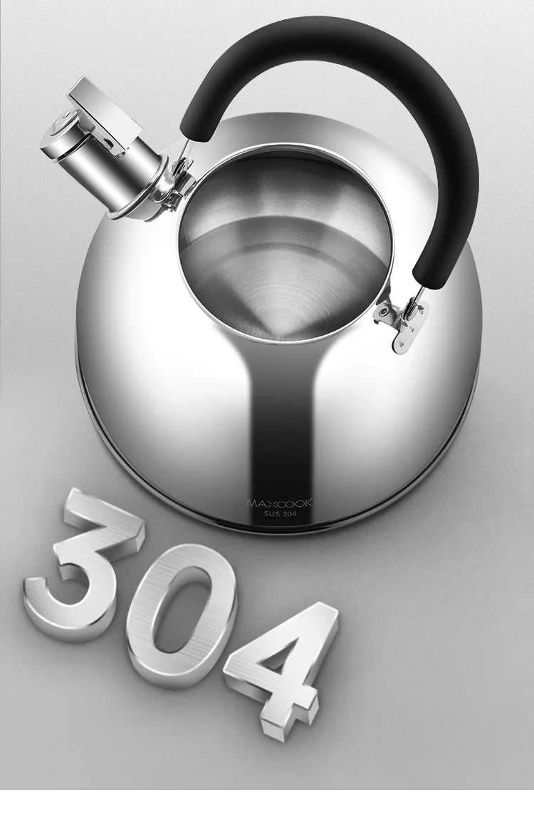 304 Stainless Steel Whistle Kettle 1.5-5L Multiple Sizes Large Capacity Sounding Kettle for Induction Stove Kitchen Supplies