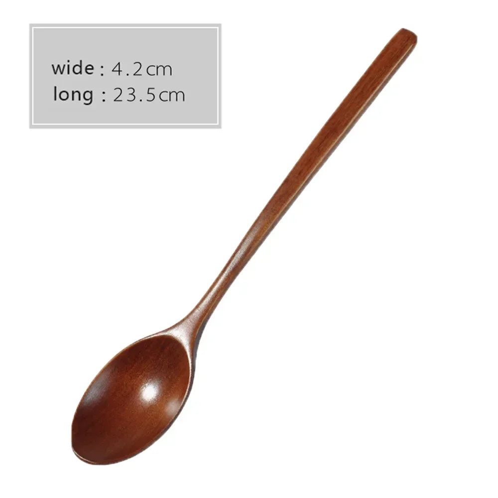 1/2pcs Wooden Spoon Kitchen Cooking Utensil Tools Soup Tea Spoon Tableware Catering Cooking Tool Coffee Soup Honey Spoon
