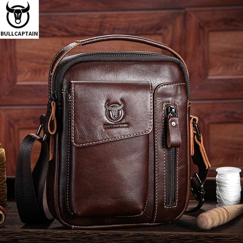 Casual Fashion Men's Messenger Bag's Business Portable Handbag Man Leather Shoulder Bag Mobile 6.5'' Phone Bags