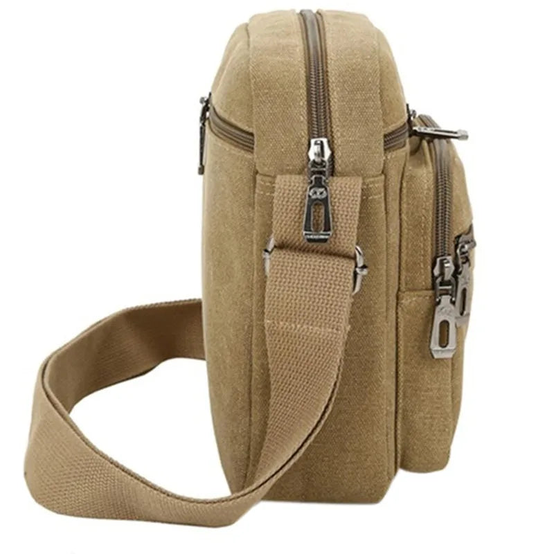 Men's Shoulder Bag Business Leisure Large Capacity Portable Handbag Zipper Multi Layer Waterproof Summer Male's Crossbody Bags