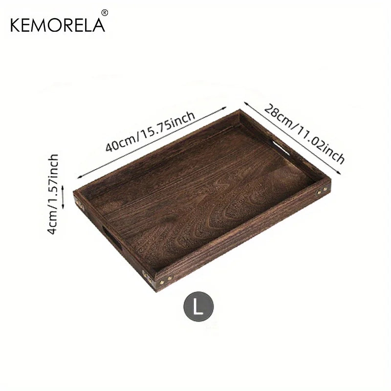 Wooden Rectangular Tea Tray Wooden Tray Wooden Hotel Dinner Tray Suitable for Dinner Dessert Bathroom Supplies Kitchen Storage