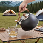1PCS 2.5L Stainless Steel Whistle Kettle With Heat-Resistant Handle Thickened Outdoor Camping Kettle for Gas & Induction Cooker