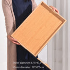 Wooden tray Bamboo tray 1PC Tea tray tableware holder Fruit bread dessert tea food tray with handle rectangle