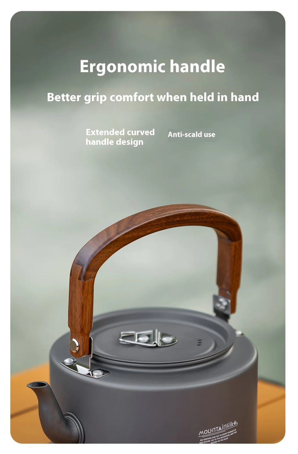 Camping Tea Kettle - Aluminum Alloy Construction, Wooden Handle, Portable Outdoor Kettle for Camping, Hiking, Durable Cookware