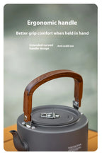 Camping Tea Kettle - Aluminum Alloy Construction, Wooden Handle, Portable Outdoor Kettle for Camping, Hiking, Durable Cookware