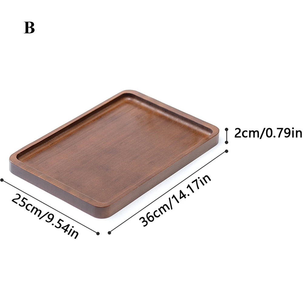 Wooden Serving Tray with Handles Bamboo Tea Tray Food Tray for Breakfast Coffee Dessert Snack Platter Home Coffee Table
