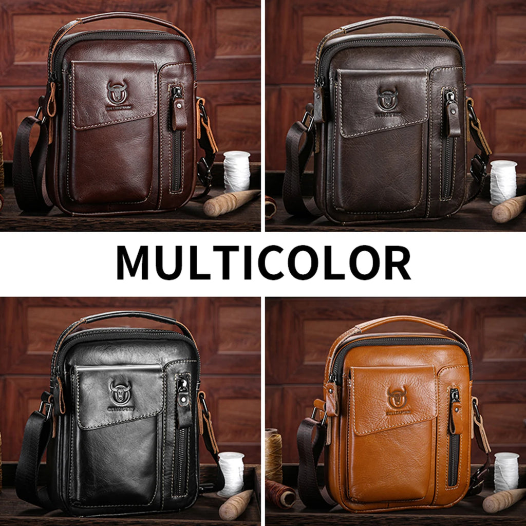 Casual Fashion Men's Messenger Bag's Business Portable Handbag Man Leather Shoulder Bag Mobile 6.5'' Phone Bags