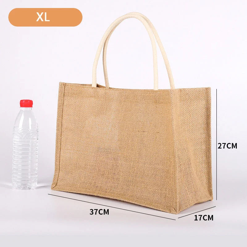 New Burlap Tote Bags Mini Burlap Beach Bags Portable Jute Tote Bag Multipurpose Burlap Hand Bags For Shopping Trips Beach School