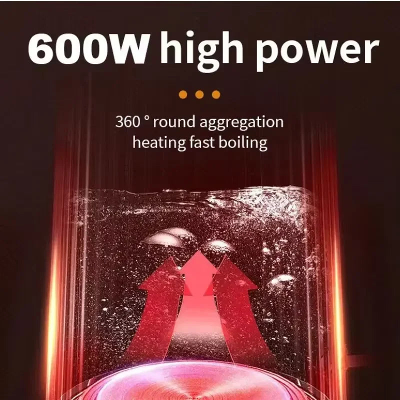 Portable 500ML Travel Electric Kettle Stainless Steel Water Boiler for Tea Coffee Hot Water Family Camping Kitchen Smart Kettle