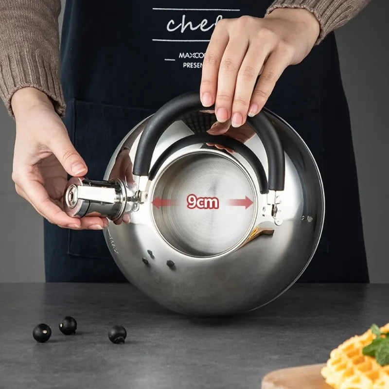 304 Stainless Steel Whistle Kettle 1.5-5L Multiple Sizes Large Capacity Sounding Kettle for Induction Stove Kitchen Supplies