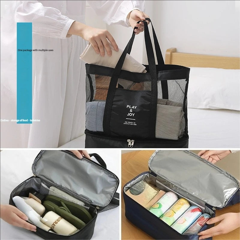 Tote Waterproof Bento Bag Swimming Bag Travel Storage Beach Bags Insulated Double Layer Picnic Ice Bags