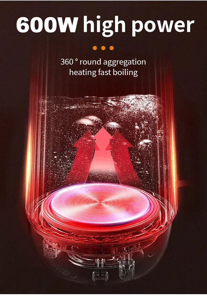 Electric kettle Tea and Coffee 500ML Stainless Steel Portable Water Boiler Family Travel kitchen Smart kettle Electric Teapot