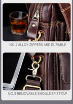 Men's Leather Shoulder Bag, Retro Business Crossbody Bag, Large Capacity Fashion Casual Youth Student Handbag