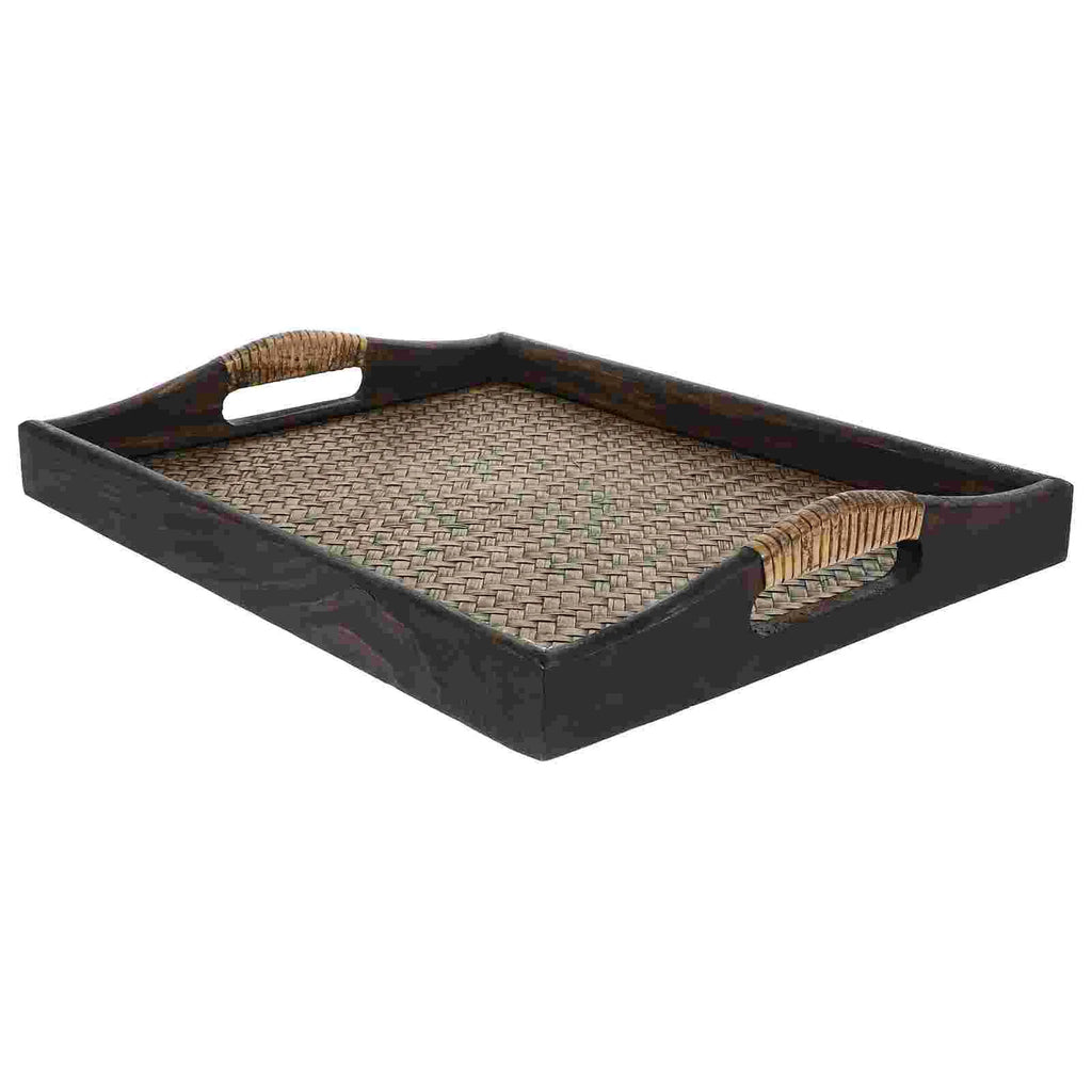 Wooden Serving Tray With Handles Natural Wood Fruit Tray For Restaurant Hotel Buffet Rectangular Tea Tray Household Storage