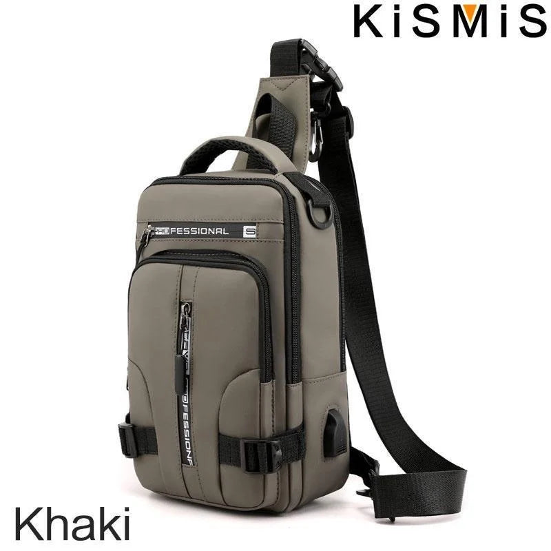 Men's Multifunction  Messenger Bag Shoulder Cloth Chest Bags Crossbody Casual Man USB Charging Handbag