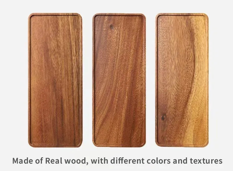 Natural Wooden Tray Rectangular Plate Fruit Snacks Food Storage Trays Hotel Home Serving Tray Decorate Supplies